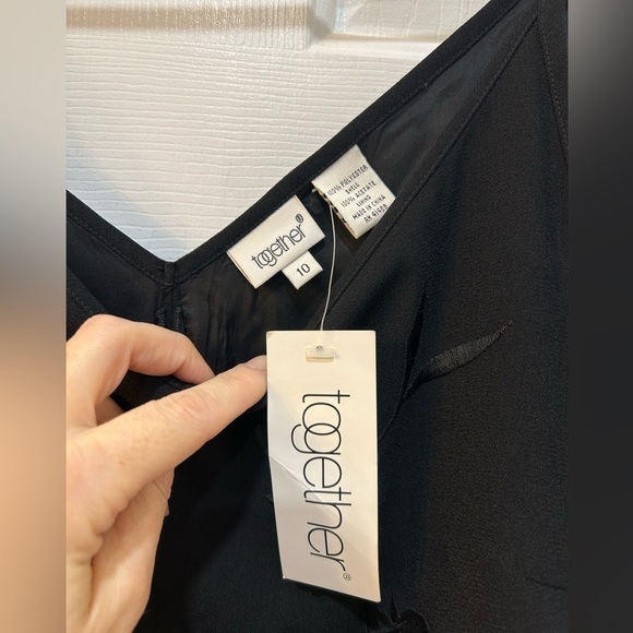 NWT Black Flapper Style Dress Sz 10 Fringe Hem Embroidered Floral Holiday Party - Picture 3 of 10